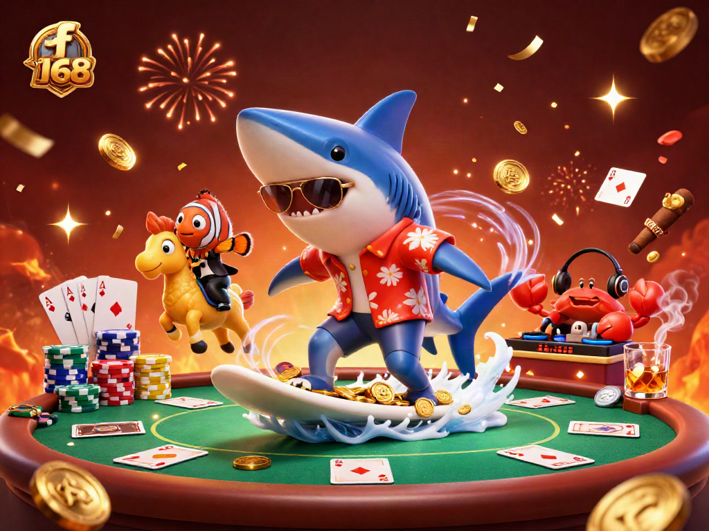 Experience the thrill of f 168 casino gaming with vibrant 3D characters celebrating wins in a colorful scene.