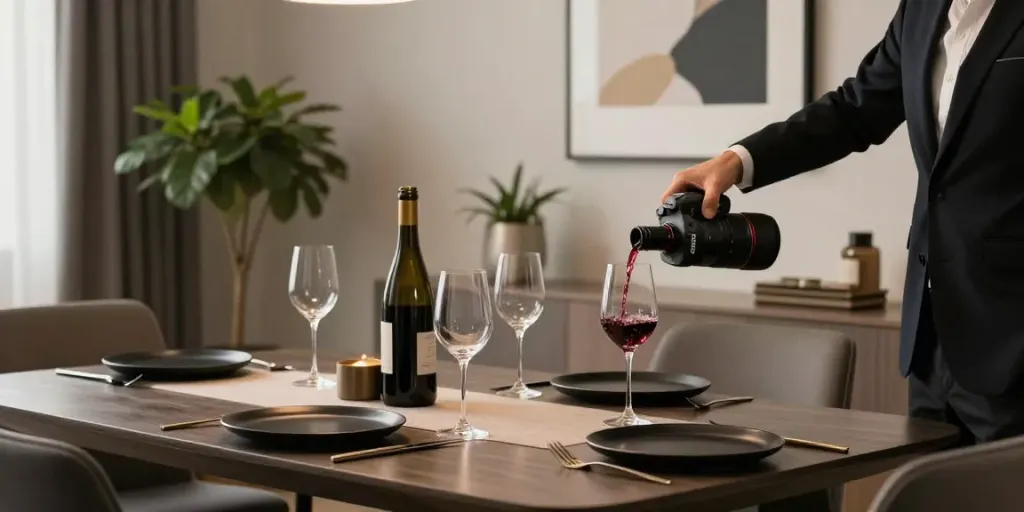 Discover the elegance of rokok 88 expressed through sophisticated black decor in a modern dining setting.